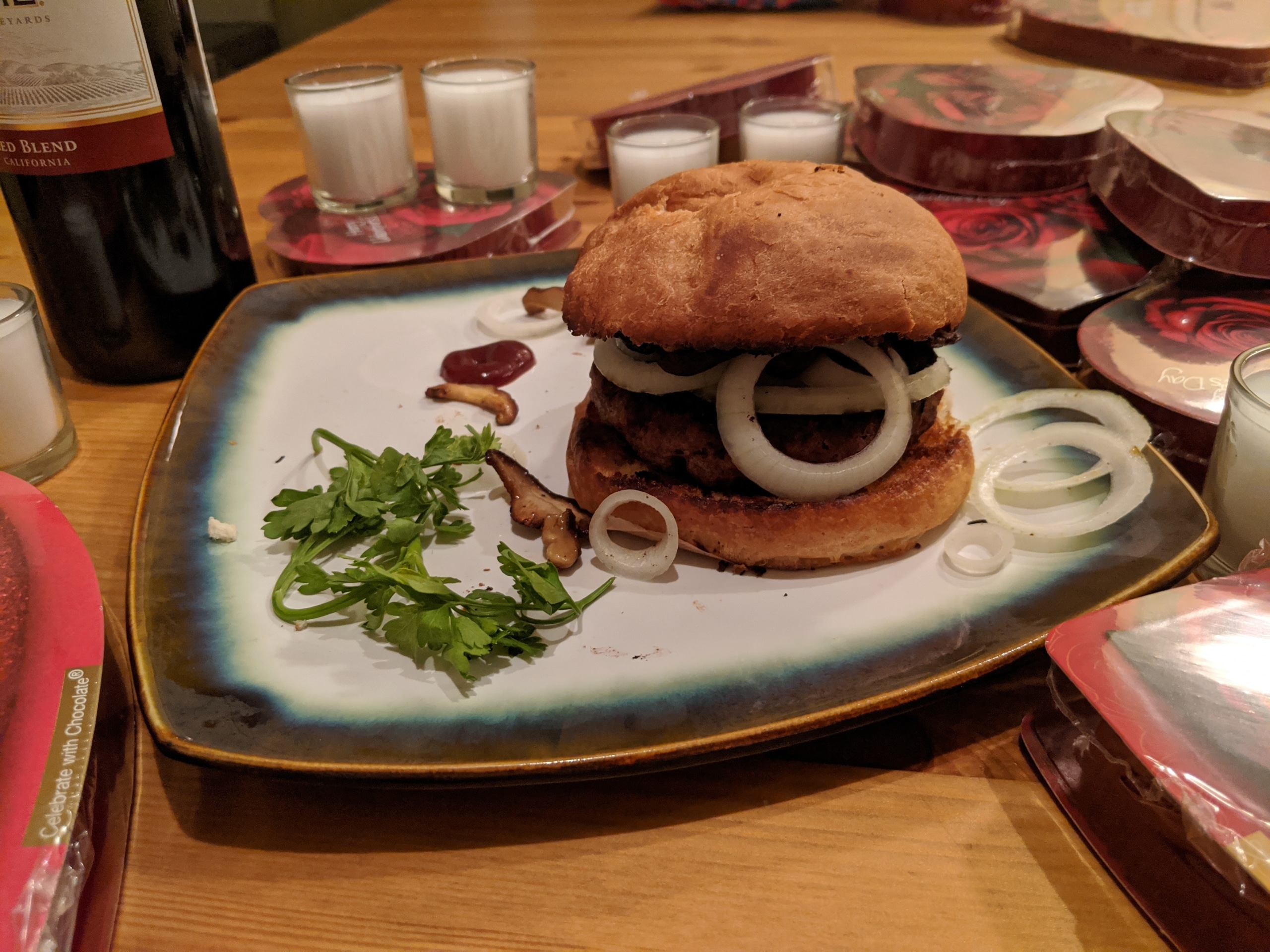 Finished vegan burger.