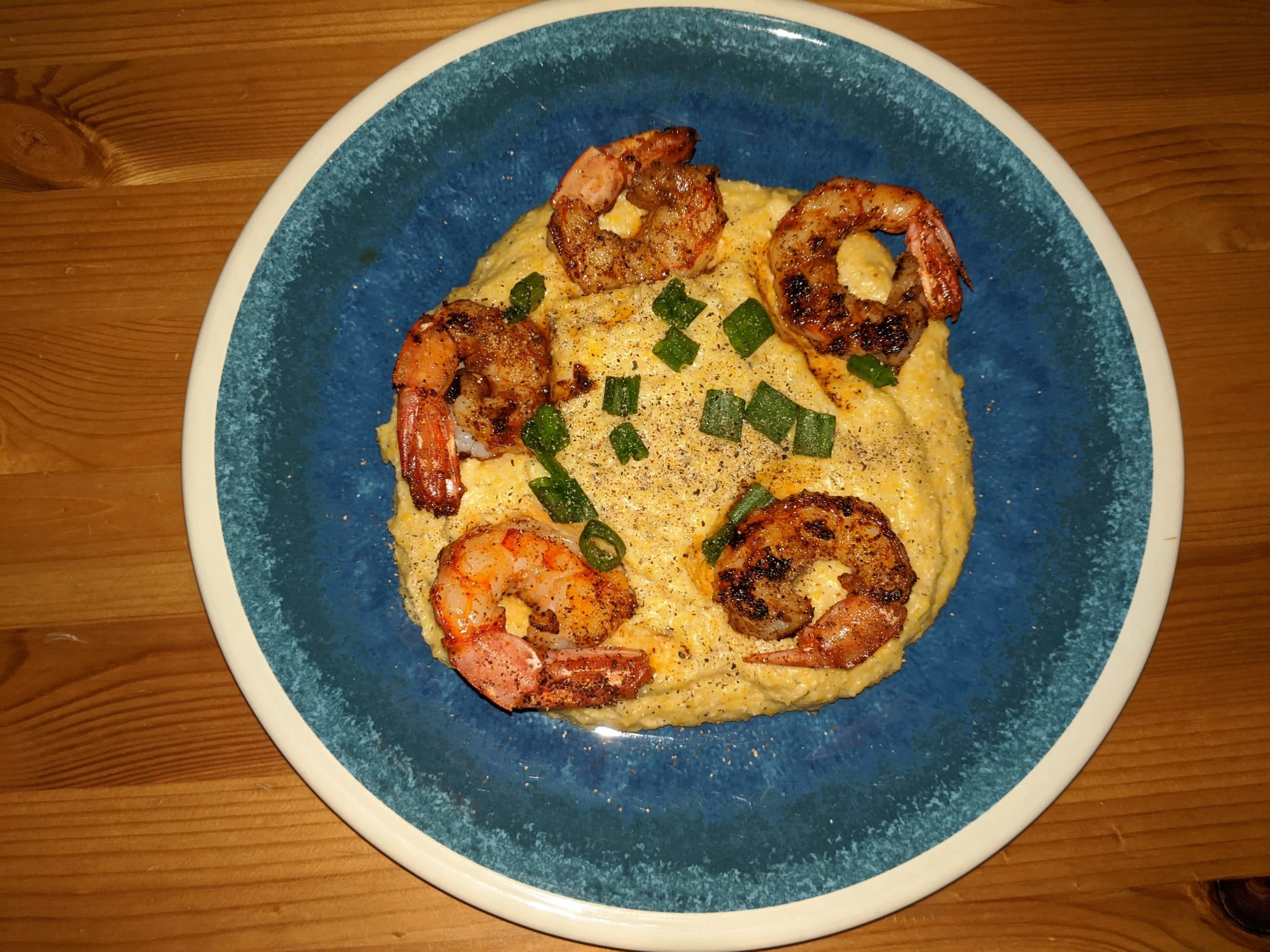 Finished shrimp and grits
